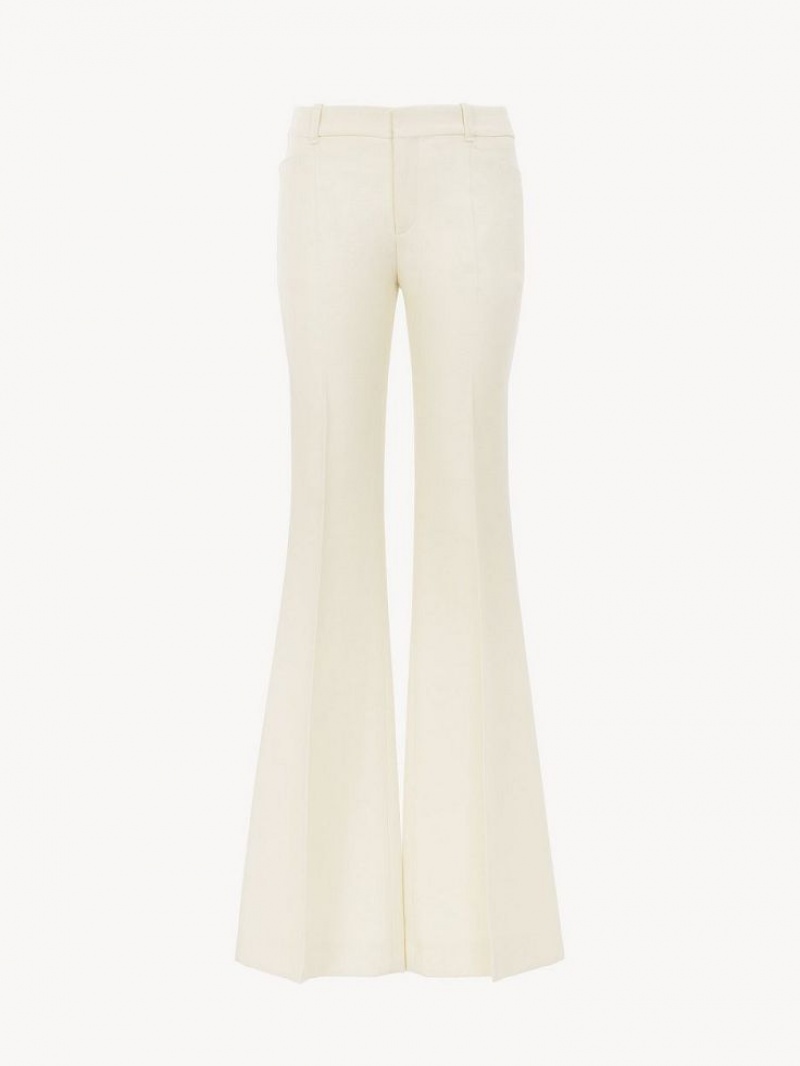 Chloe High-waisted Flare Pantolon Beyaz | CHE-SR14016