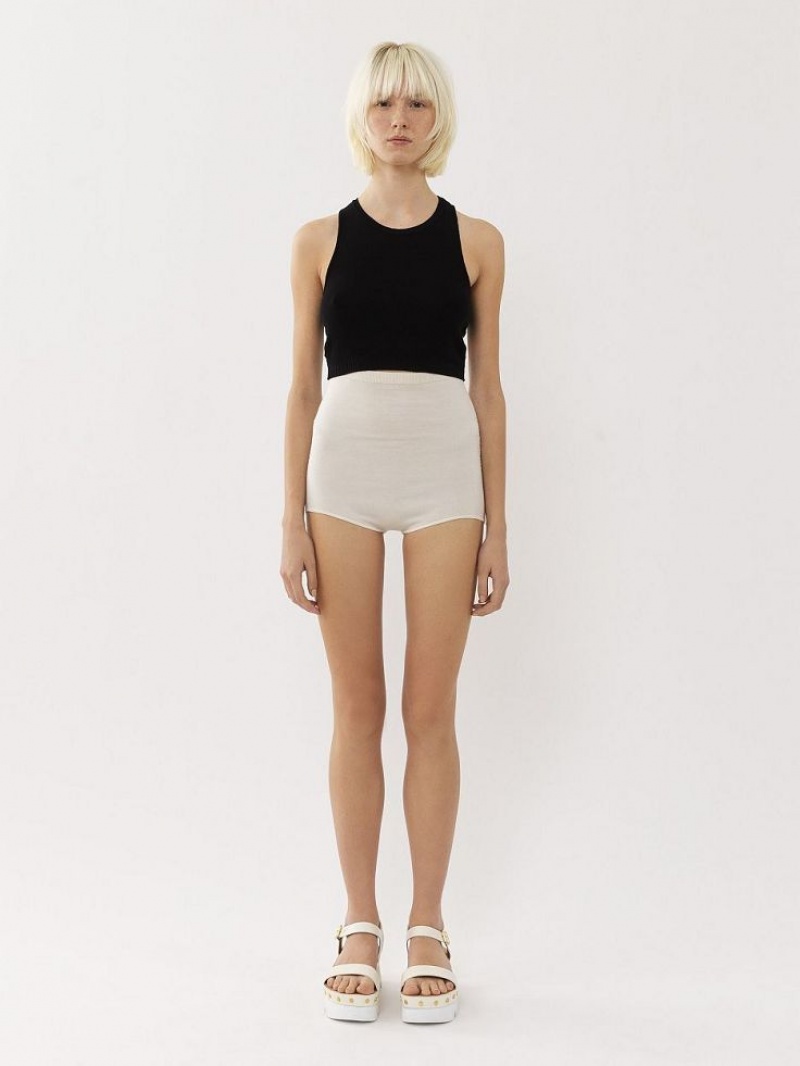 Chloe High-waisted Mini Shorts Triko Beyaz | CHE-SR13923