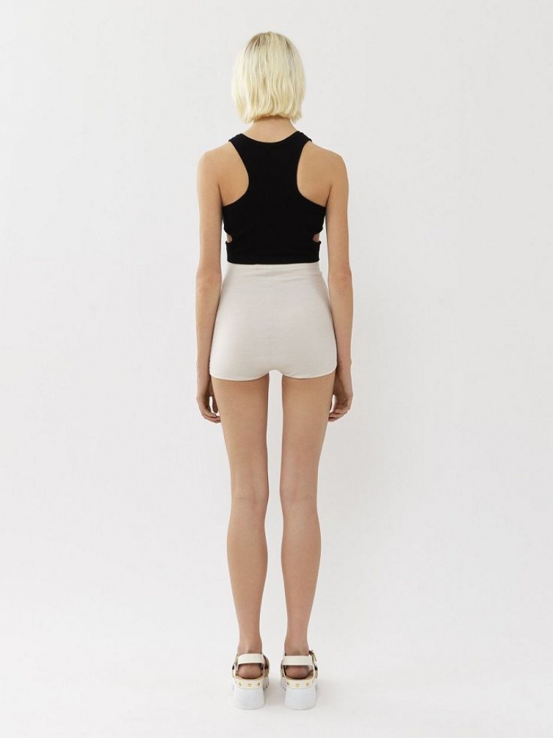 Chloe High-waisted Mini Shorts Triko Beyaz | CHE-SR13923