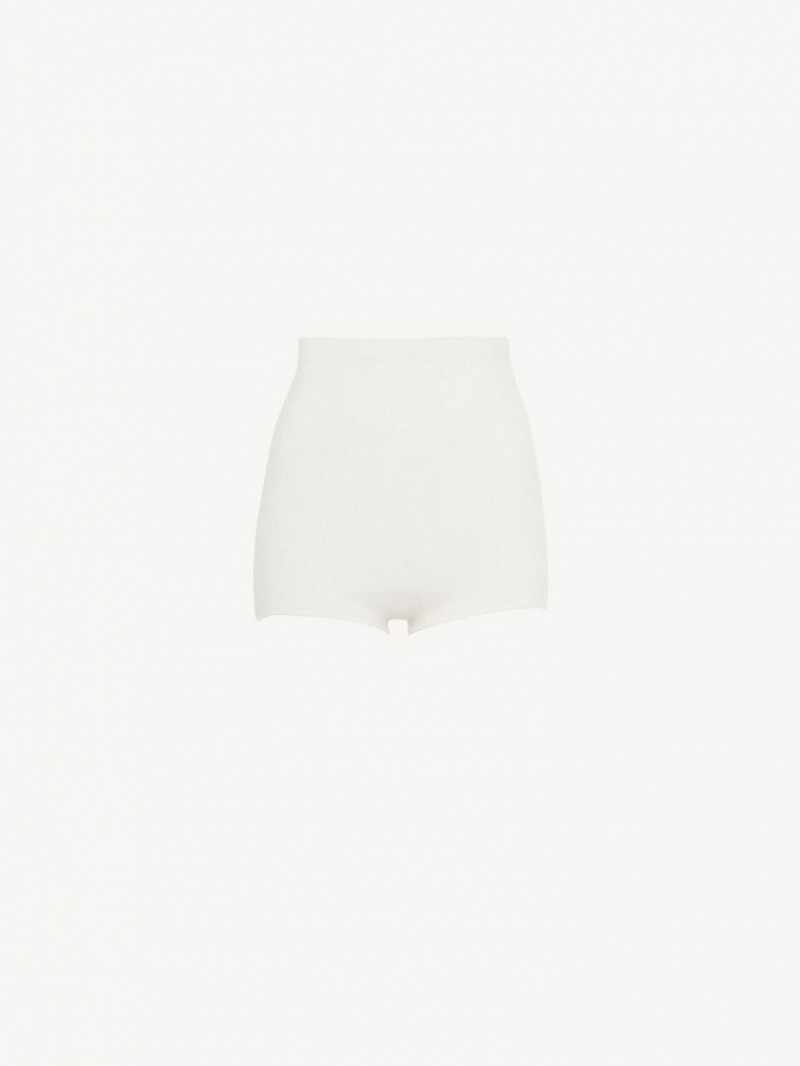 Chloe High-waisted Mini Shorts Triko Beyaz | CHE-SR13923