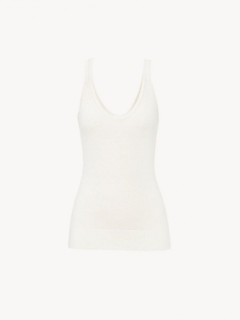 Chloe Klasik Tank Üstler Beyaz | CHE-SR13873