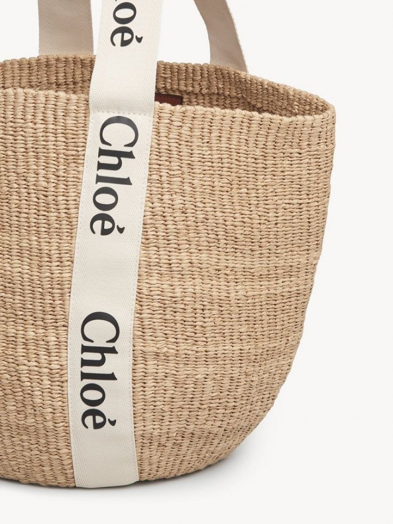 Chloe Large Woody Basket Tote Çanta Beyaz | CHE-SR13332