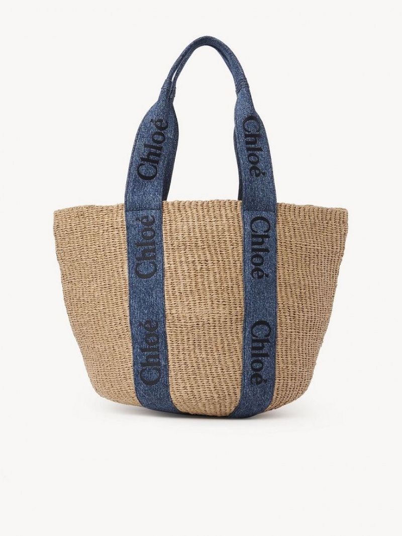 Chloe Large Woody Basket Tote Çanta Mavi | CHE-SR13331