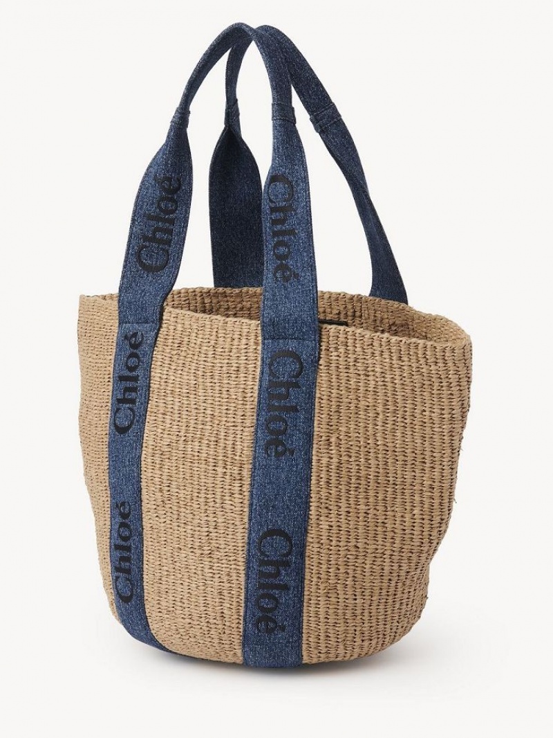 Chloe Large Woody Basket Tote Çanta Mavi | CHE-SR13331