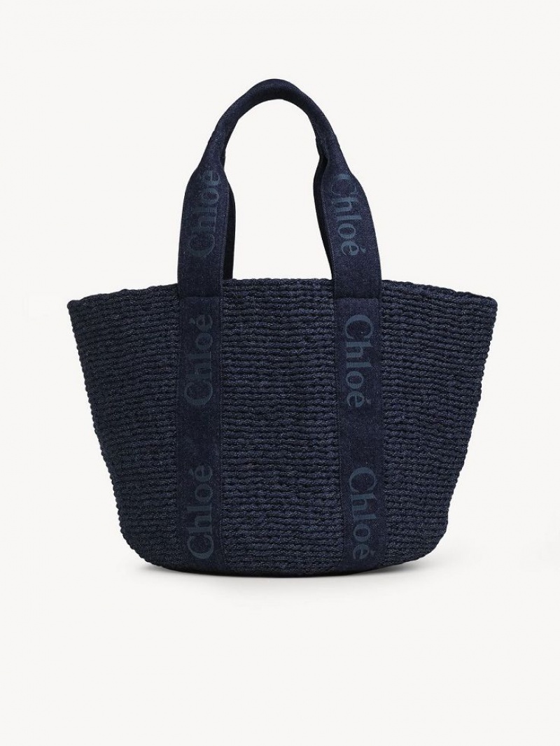 Chloe Large Woody Basket Tote Çanta Mavi | CHE-SR13289