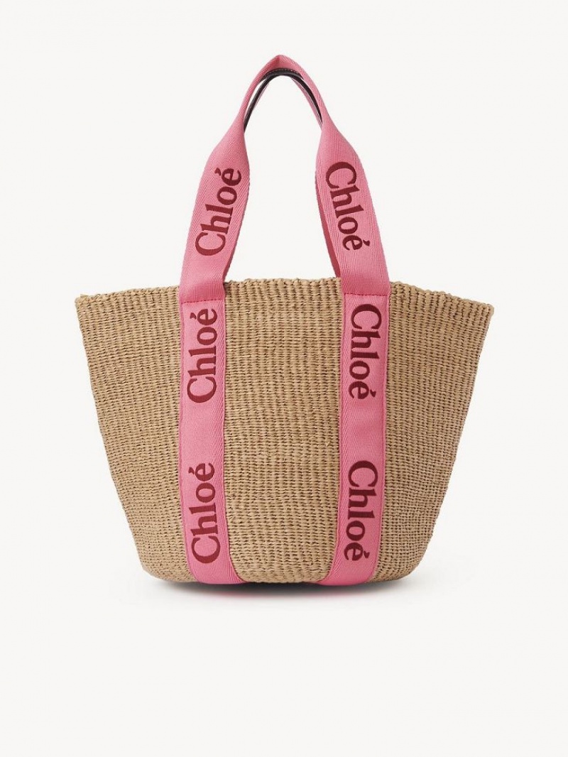 Chloe Large Woody Baskets Pembe Kırmızı | CHE-SR13653