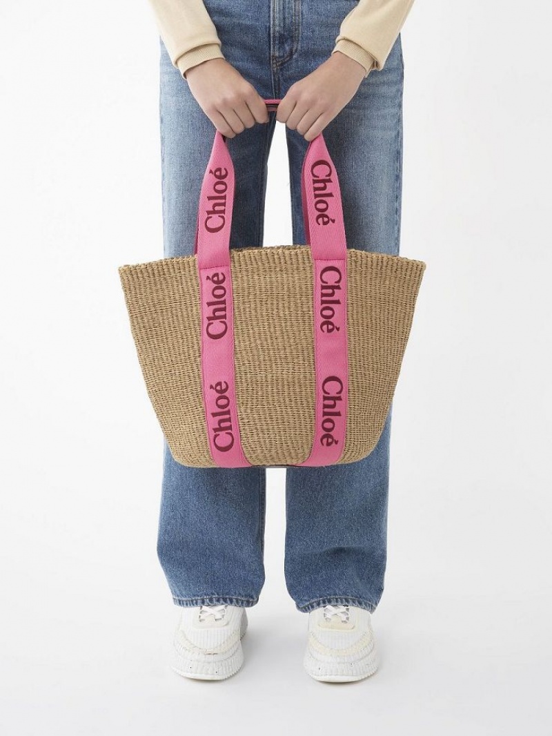 Chloe Large Woody Baskets Pembe Kırmızı | CHE-SR13653