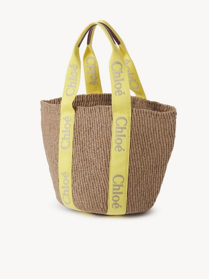 Chloe Large Woody Baskets Sarı Bej Rengi | CHE-SR13628