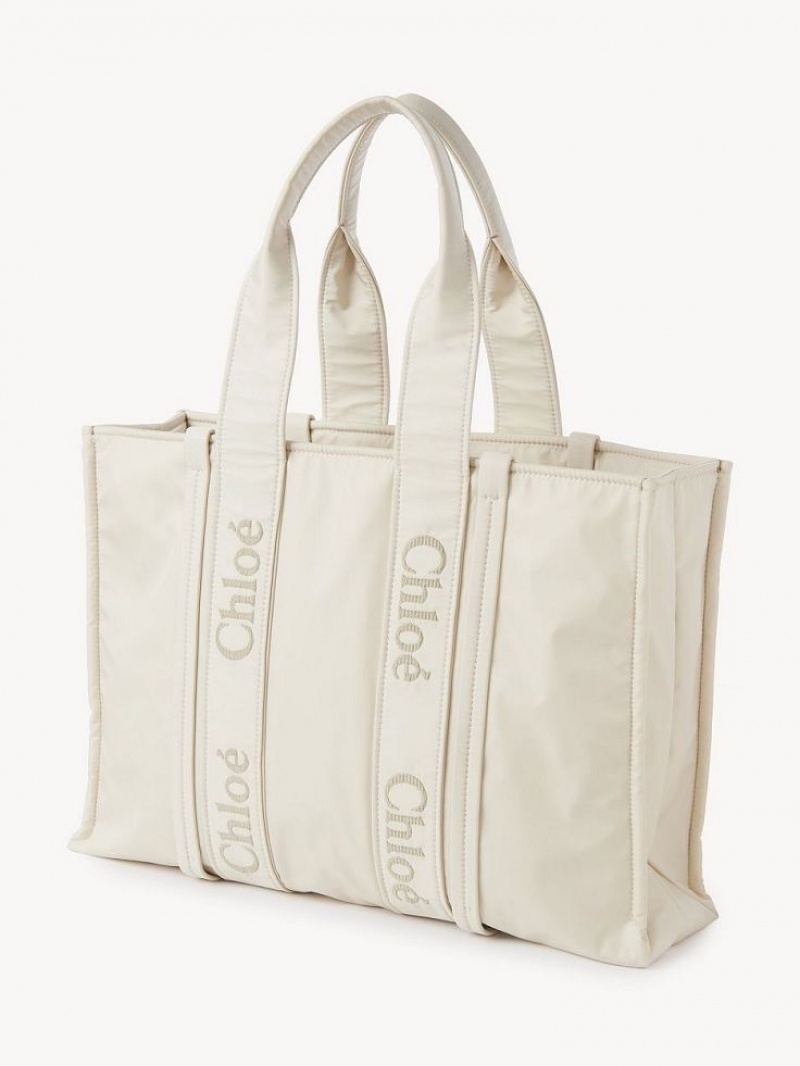 Chloe Large Woody Tote Çanta Beyaz | CHE-SR13364