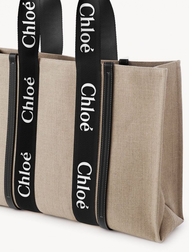 Chloe Large Woody Tote Çanta Siyah Mavi | CHE-SR13304