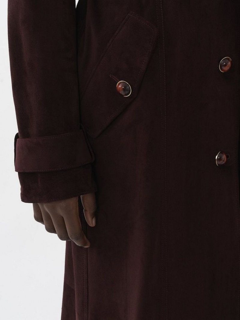 Chloe Long Trench Coat Leather Kahverengi | CHE-SR14119