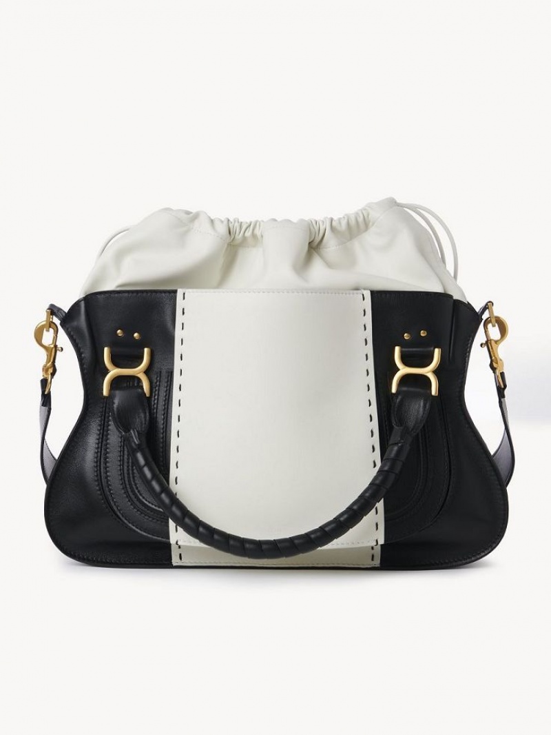 Chloe Marcie Large Double Carry Çapraz Askılı Çanta Siyah Beyaz | CHE-SR13469