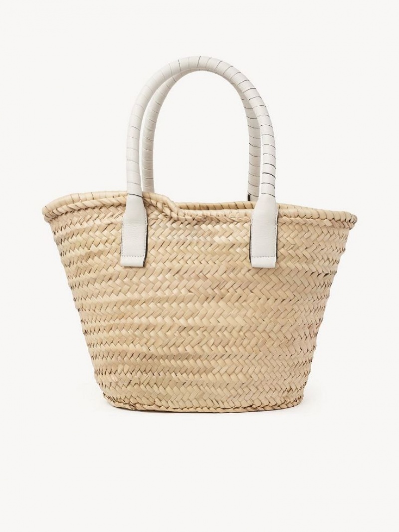 Chloe Medium Marcie Basket Tote Çanta Beyaz | CHE-SR13291