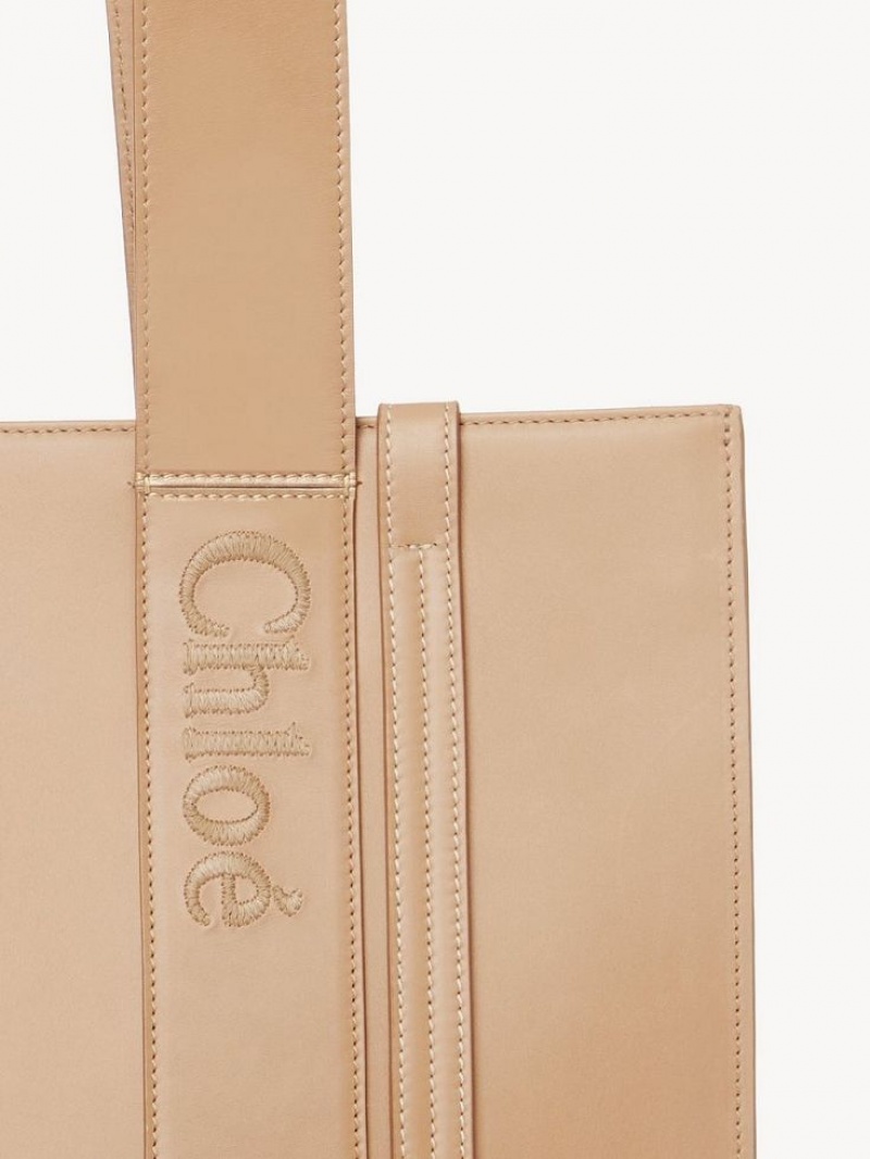 Chloe Medium Woody Tote Çanta Açık Kahverengi | CHE-SR13353