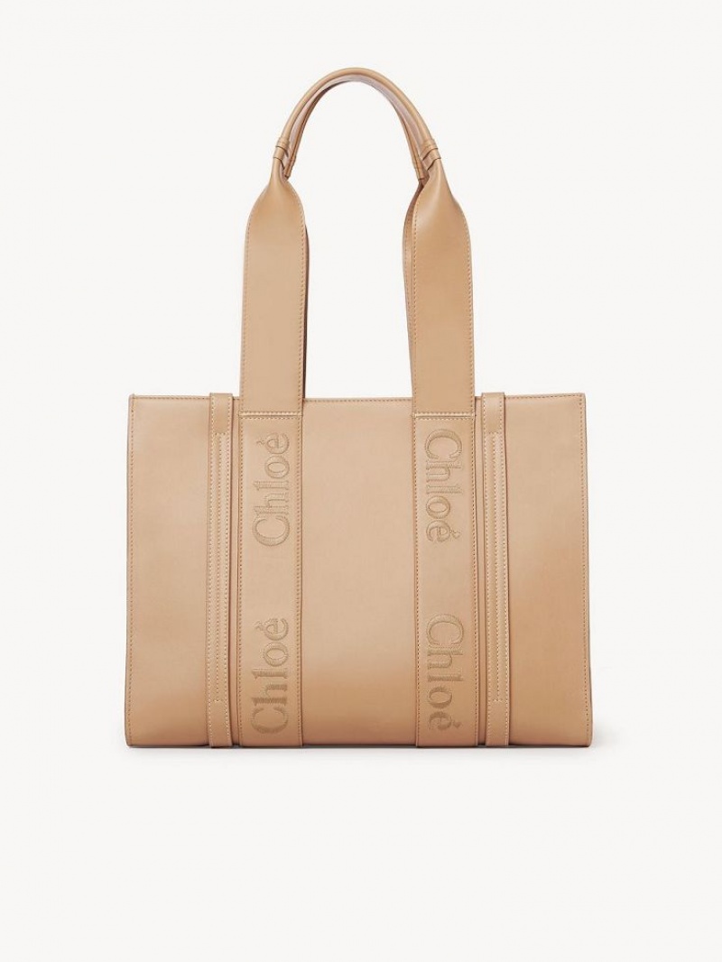 Chloe Medium Woody Tote Çanta Açık Kahverengi | CHE-SR13353