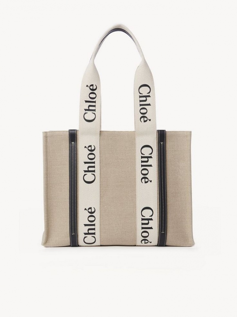 Chloe Medium Woody Tote Çanta Beyaz Mavi | CHE-SR13356