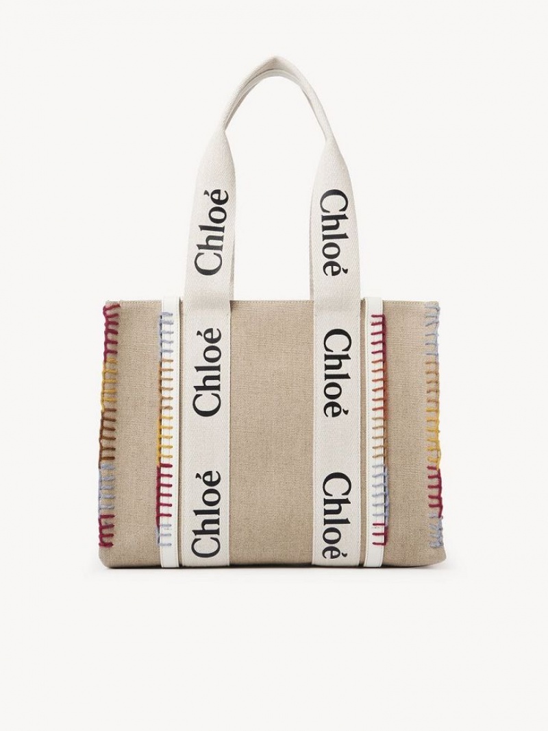 Chloe Medium Woody Tote Çanta Beyaz | CHE-SR13295