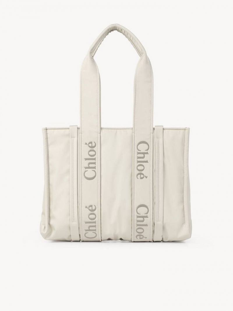 Chloe Medium Woody Tote Çanta Beyaz | CHE-SR13288