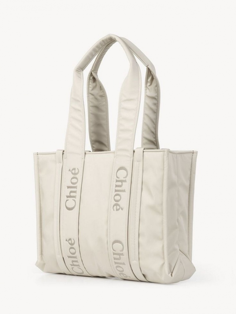 Chloe Medium Woody Tote Çanta Beyaz | CHE-SR13288