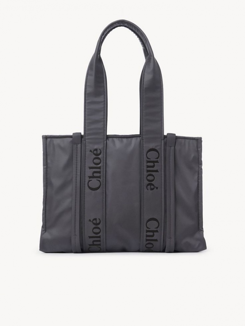 Chloe Medium Woody Tote Çanta Gri | CHE-SR13350