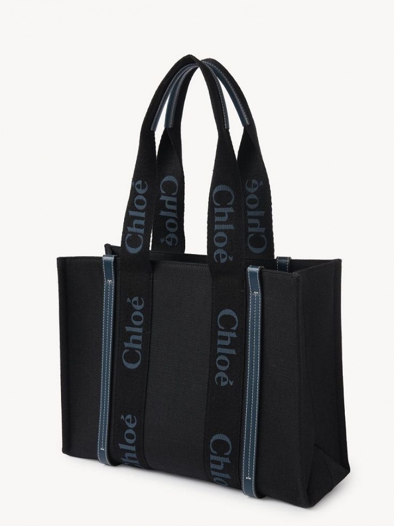 Chloe Medium Woody Tote Çanta Siyah Yeşil | CHE-SR13318