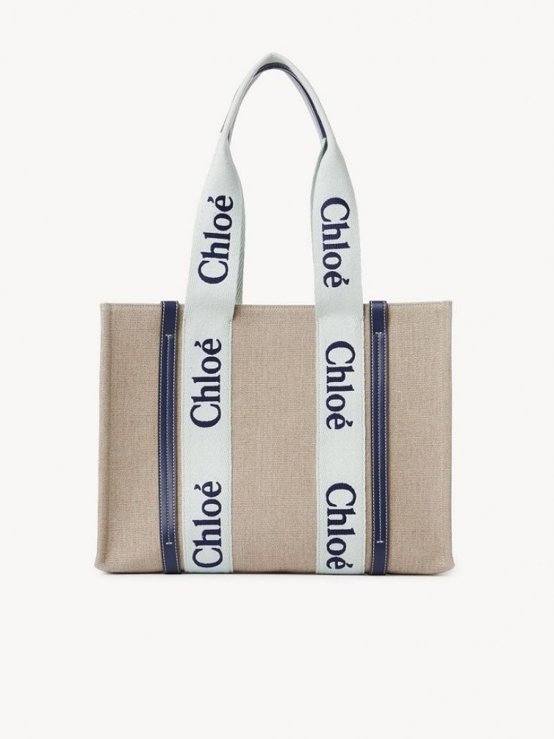 Chloe Medium Woody Tote Çanta Yeşil Mavi | CHE-SR13365