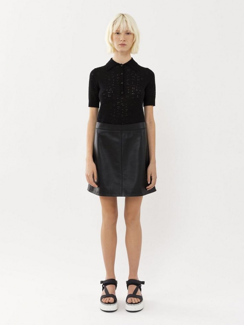 Chloe Mini Skirt Leather Siyah | CHE-SR14112