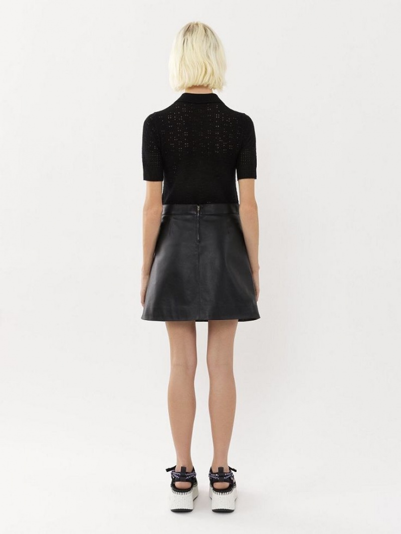 Chloe Mini Skirt Leather Siyah | CHE-SR14112