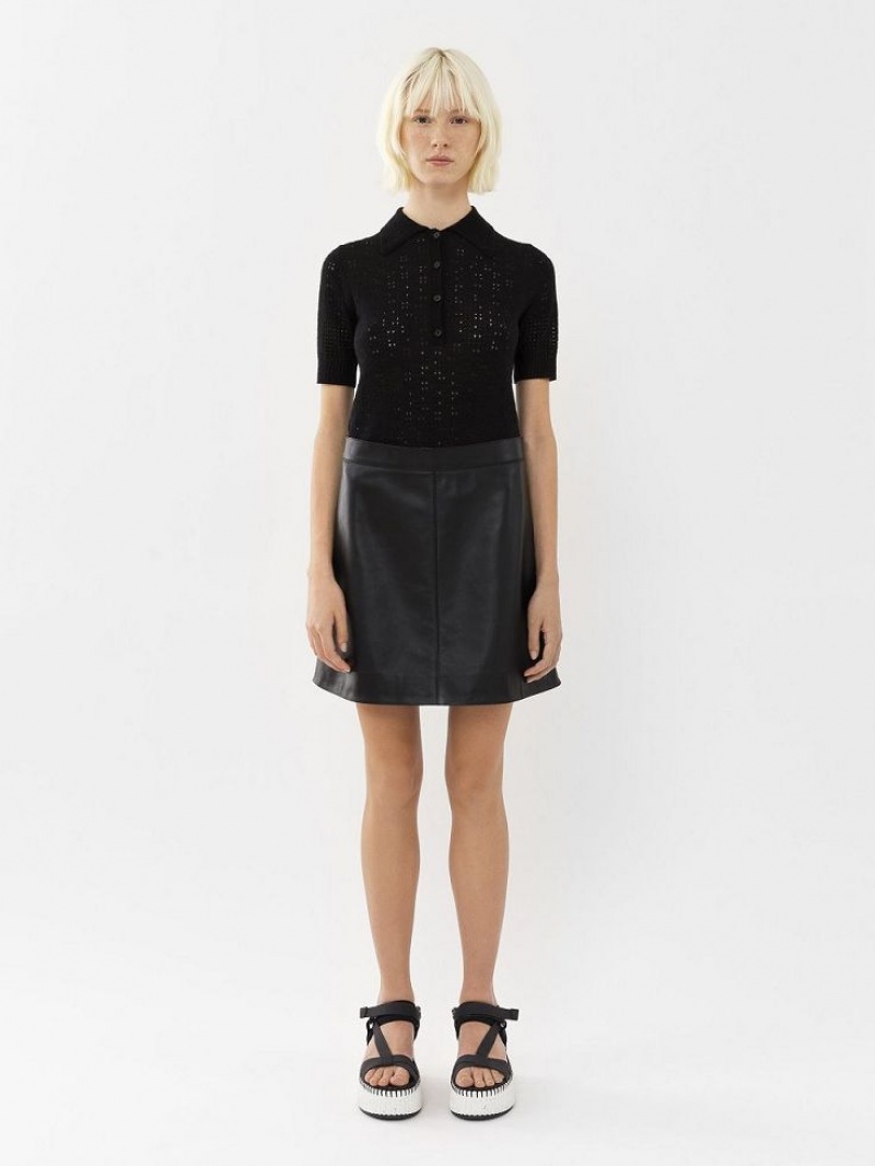 Chloe Mini Skirt Leather Siyah | CHE-SR14112