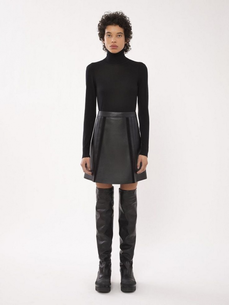 Chloe Mini Skirt Leather Siyah | CHE-SR14120