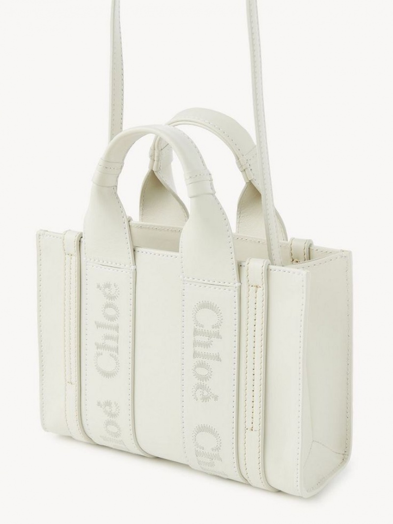 Chloe Mini Woody Çapraz Askılı Çanta Beyaz | CHE-SR13530