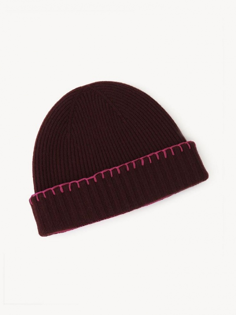 Chloe Nervürlü Knit Beanie Şapkalar Mor Pembe | CHE-SR14472