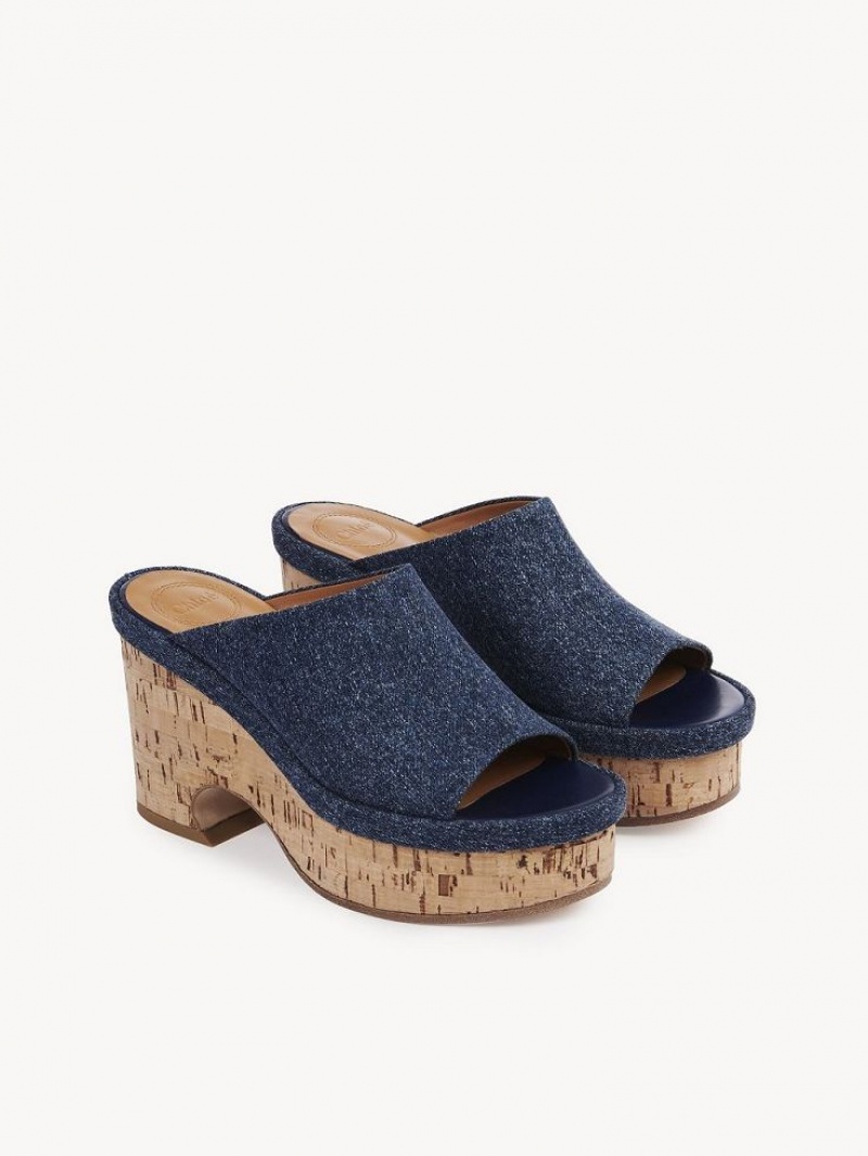 Chloe Oli Platform Mule Mavi | CHE-SR14134