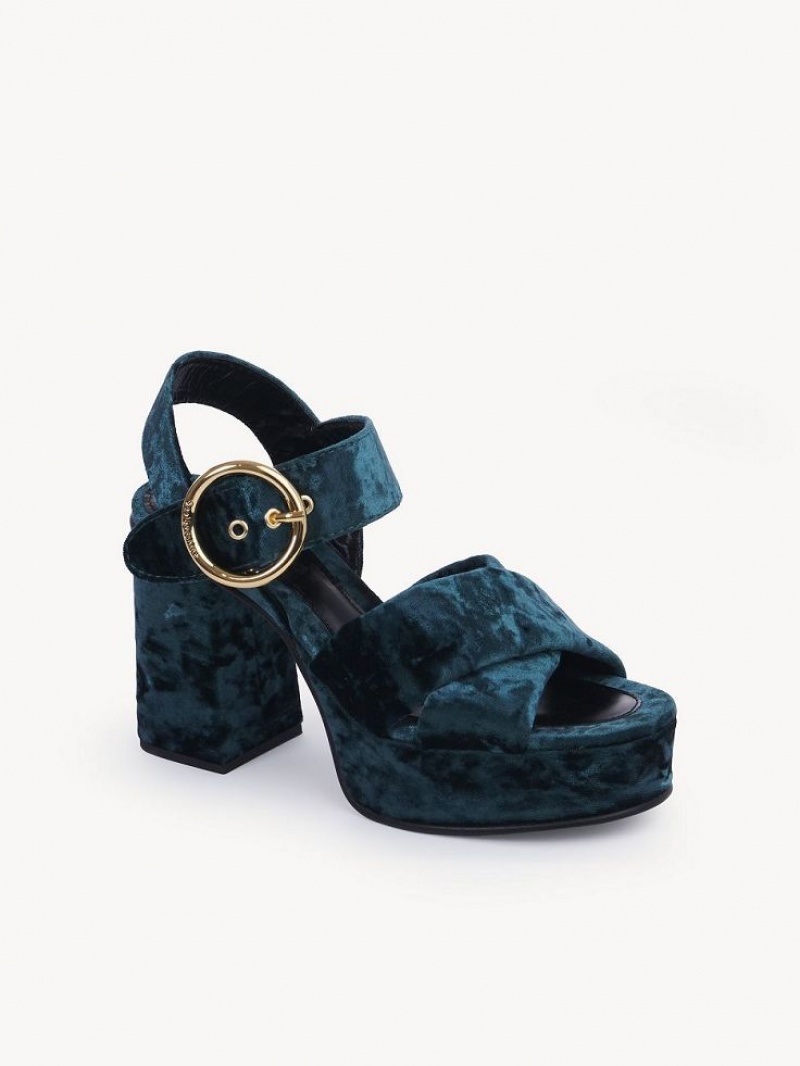 Chloe Orla Platform Sandalet Yeşil | CHE-SR14808