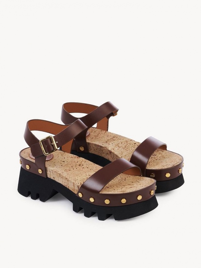 Chloe Owena Platform Sandalet Kahverengi | CHE-SR14161