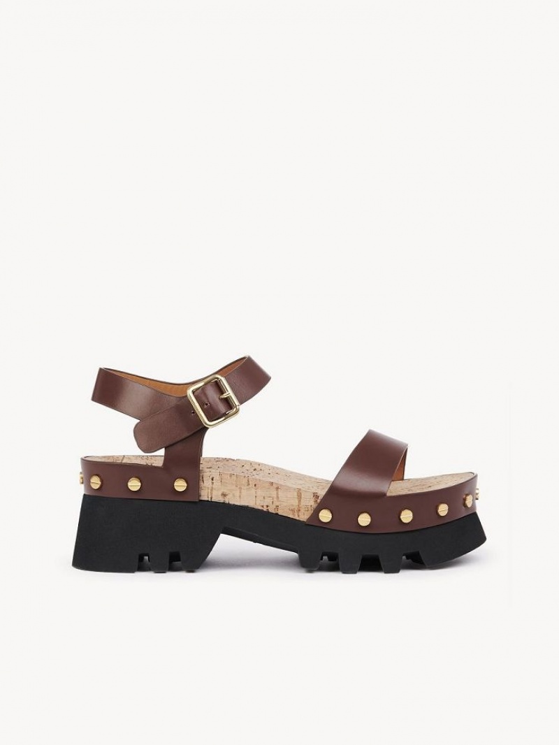 Chloe Owena Platform Sandalet Kahverengi | CHE-SR14161