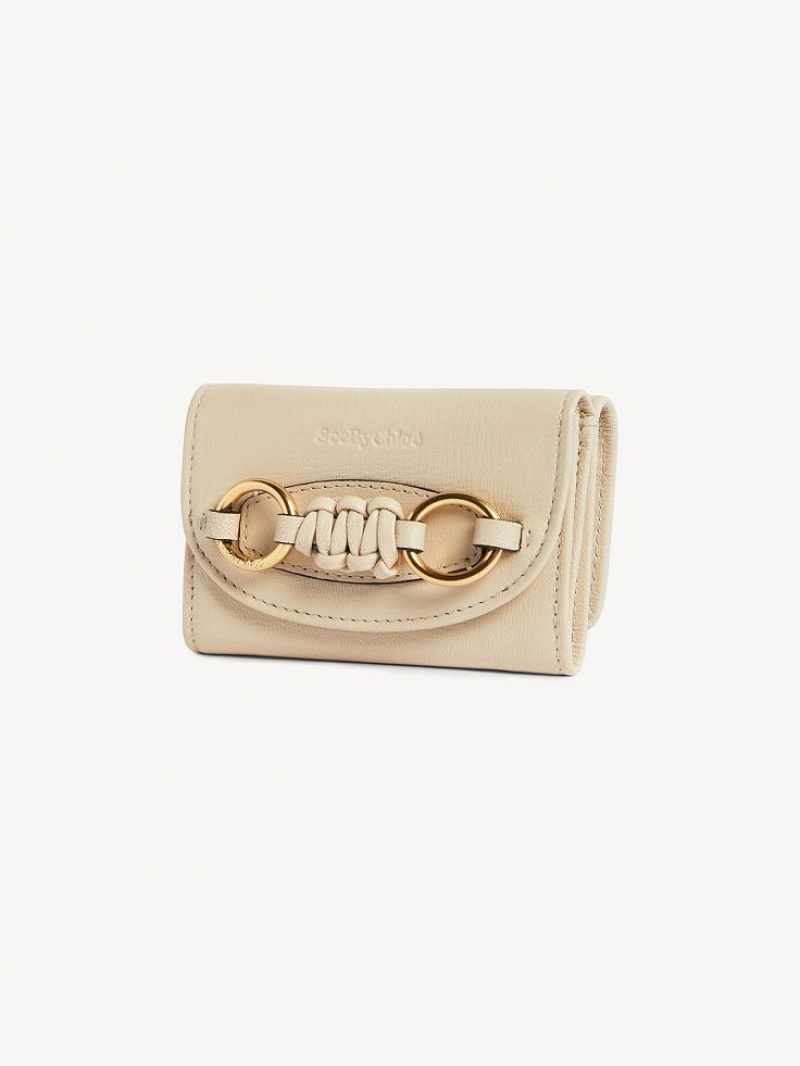 Chloe Saddie Medium Tri-fold Küçük Cüzdan Bej Rengi | CHE-SR14903