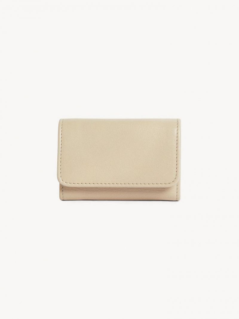 Chloe Saddie Medium Tri-fold Küçük Cüzdan Bej Rengi | CHE-SR14903