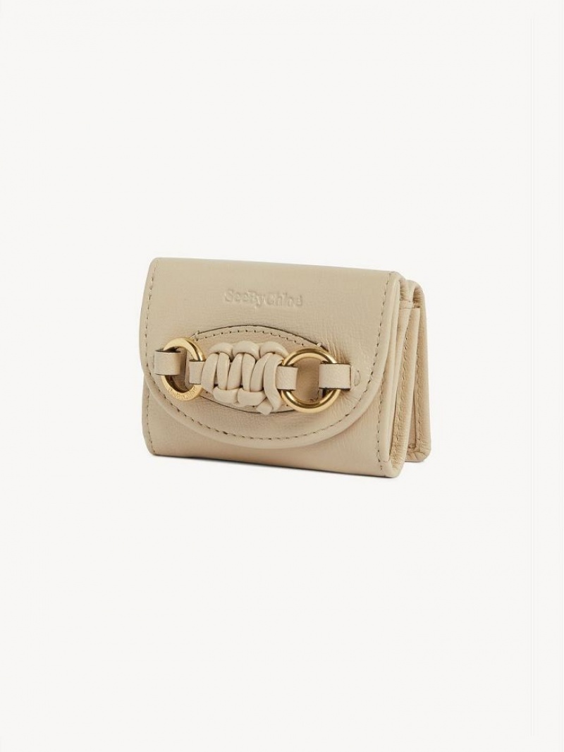 Chloe Saddie Mini Tri-fold Küçük Cüzdan Bej Rengi | CHE-SR14902