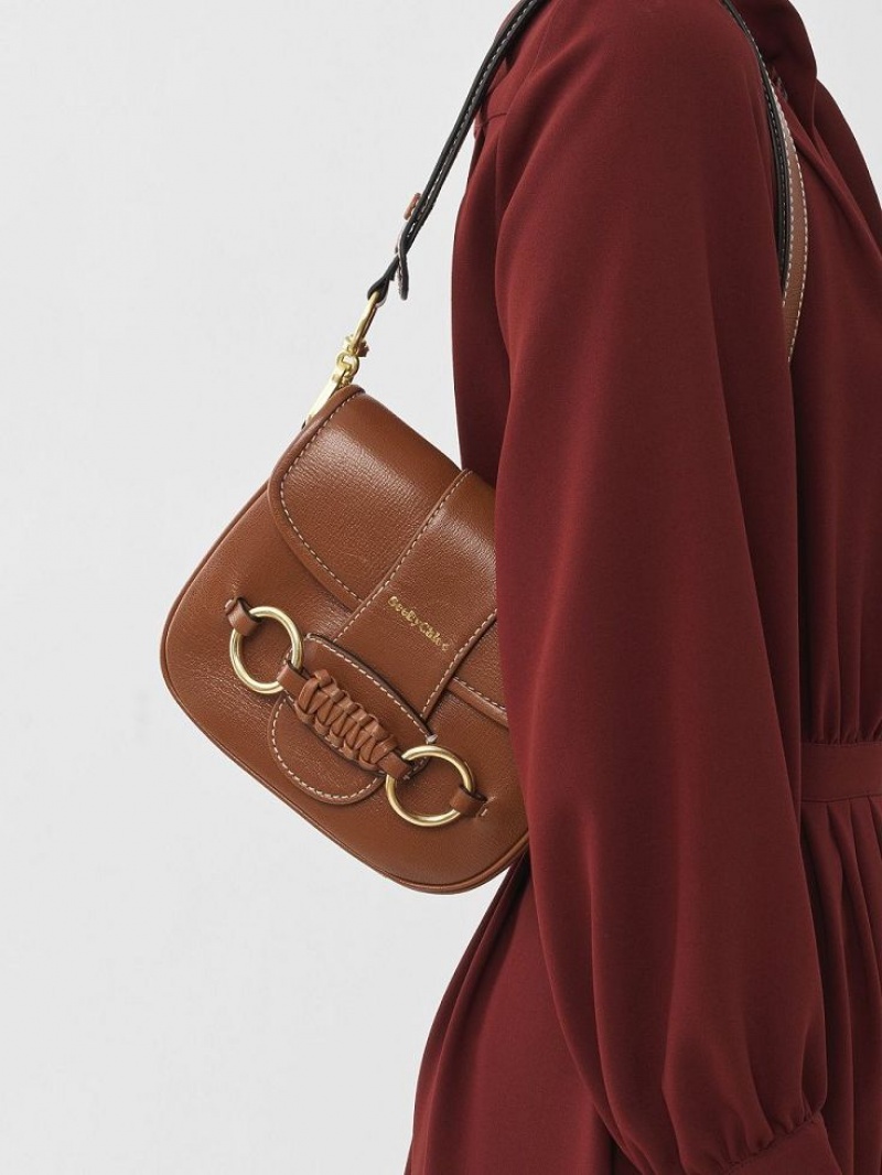 Chloe Saddie Satchel Omuz Çantası Kahverengi | CHE-SR14667