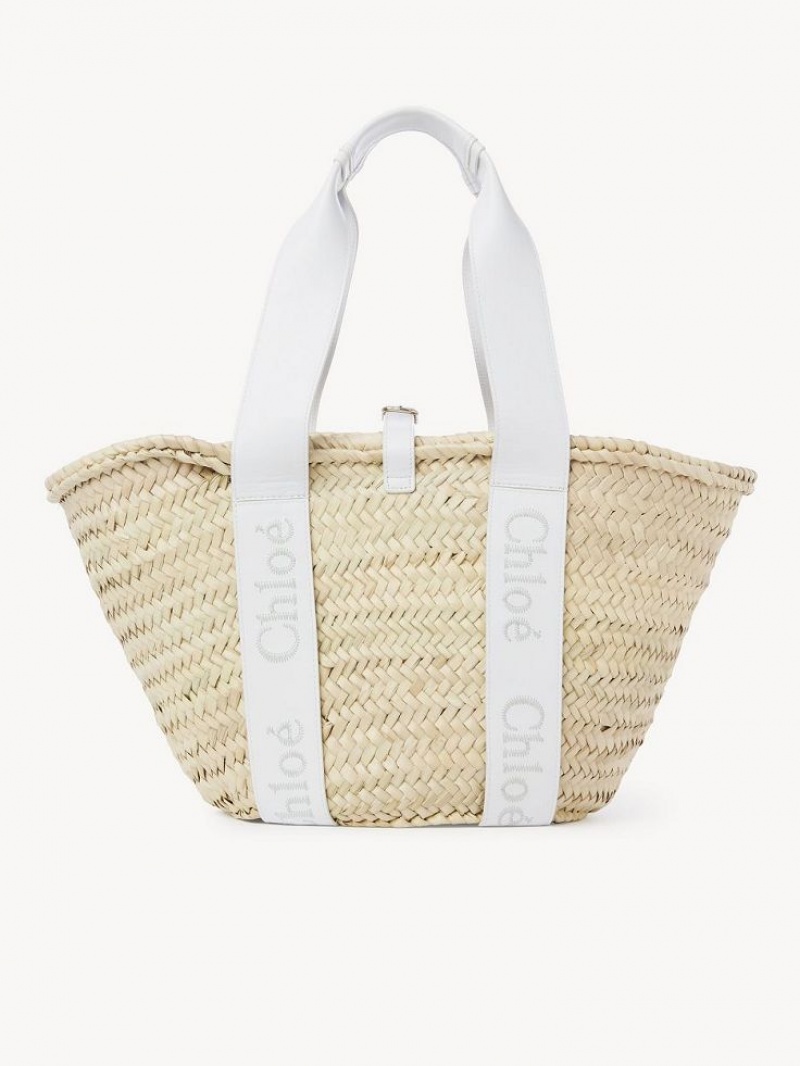 Chloe Sense Medium Basket Tote Çanta Beyaz | CHE-SR13381