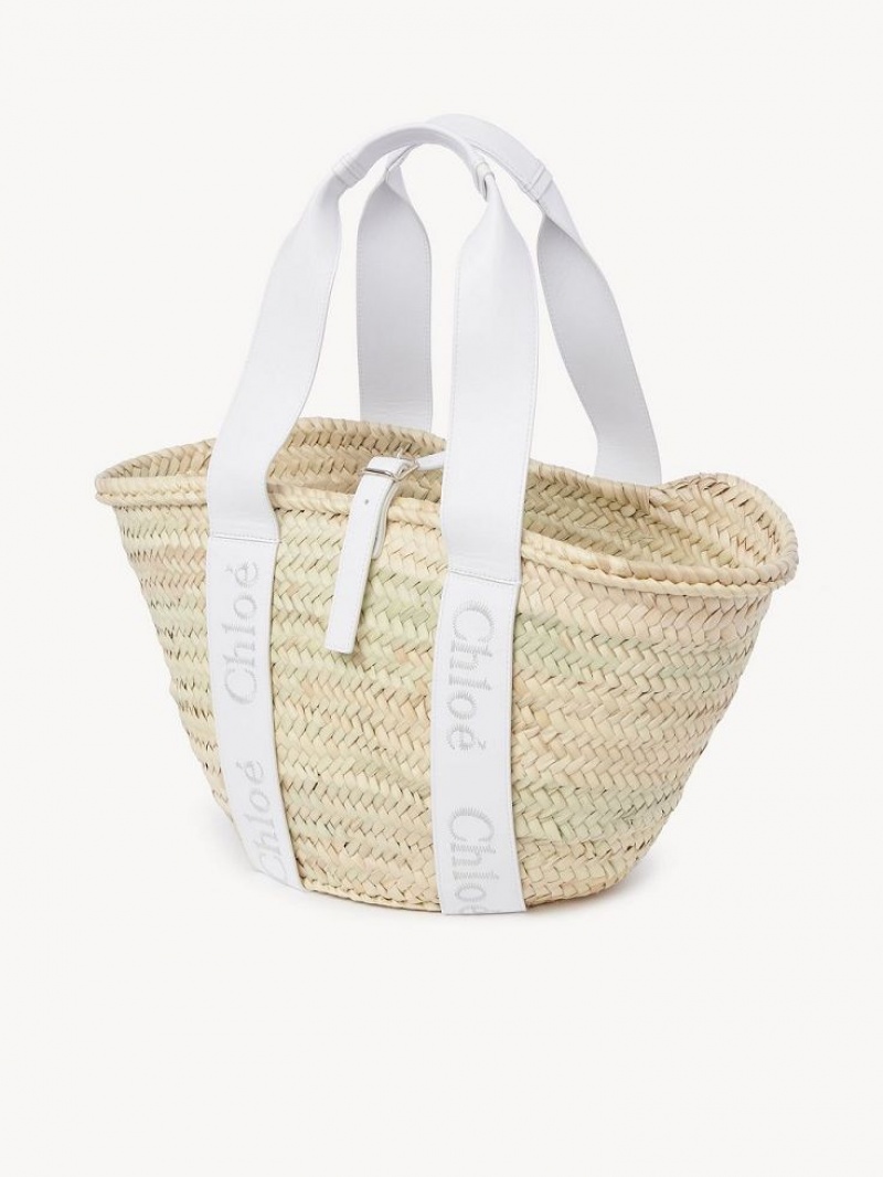 Chloe Sense Medium Basket Tote Çanta Beyaz | CHE-SR13381