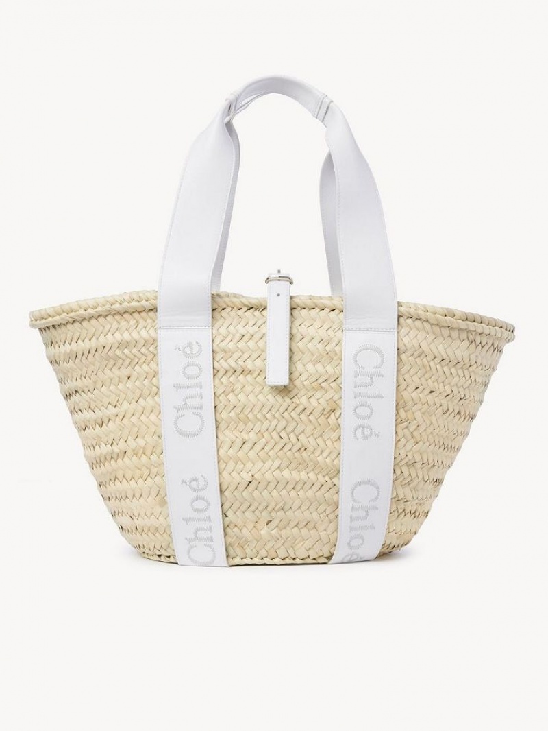 Chloe Sense Medium Basket Tote Çanta Beyaz | CHE-SR13381