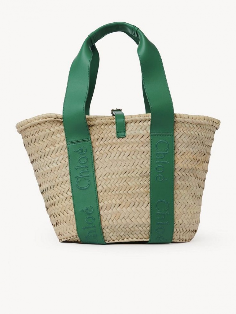 Chloe Sense Medium Basket Tote Çanta Yeşil | CHE-SR13297