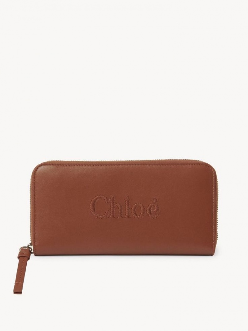 Chloe Sense Zippered Büyük Cüzdan Kahverengi | CHE-SR14299