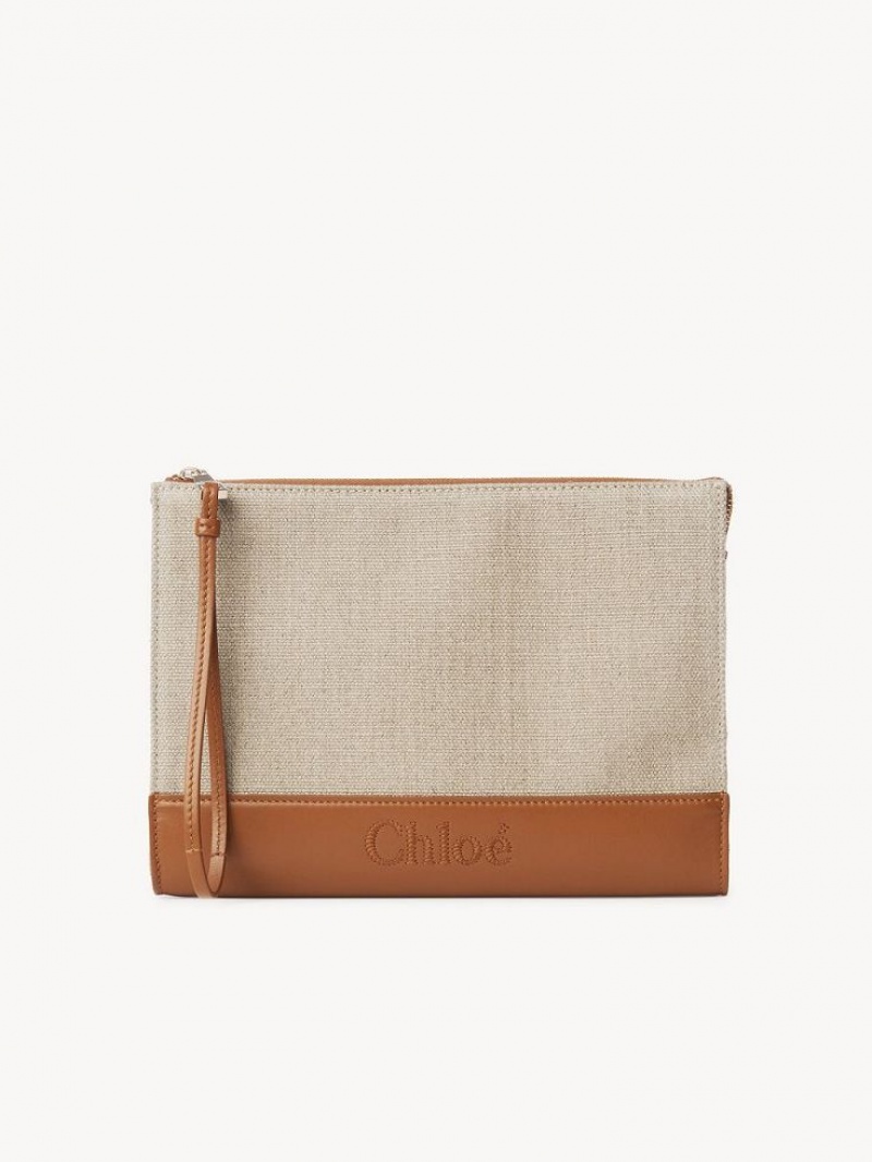 Chloe Sense Zippered Kese Çanta Kahverengi | CHE-SR14329