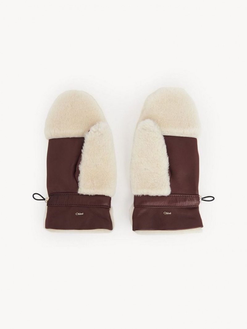 Chloe Shearling Mittens Şapkalar Bej Rengi Kahverengi | CHE-SR14467