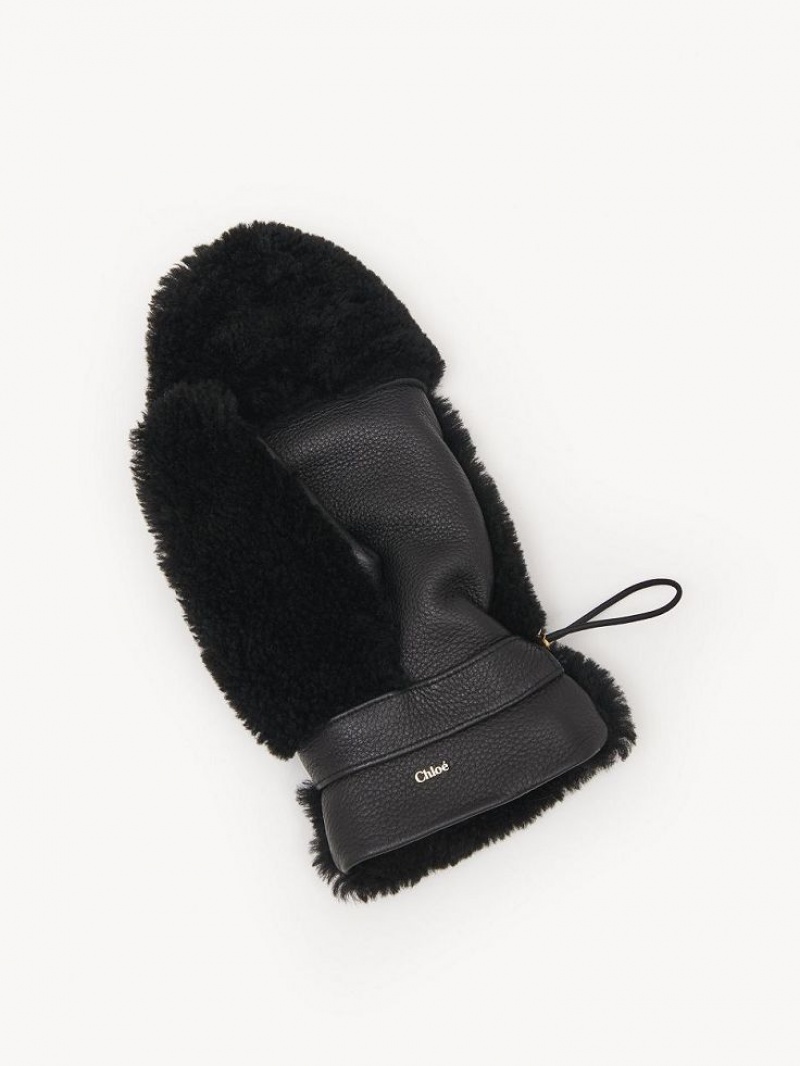 Chloe Shearling Mittens Şapkalar Siyah | CHE-SR14483