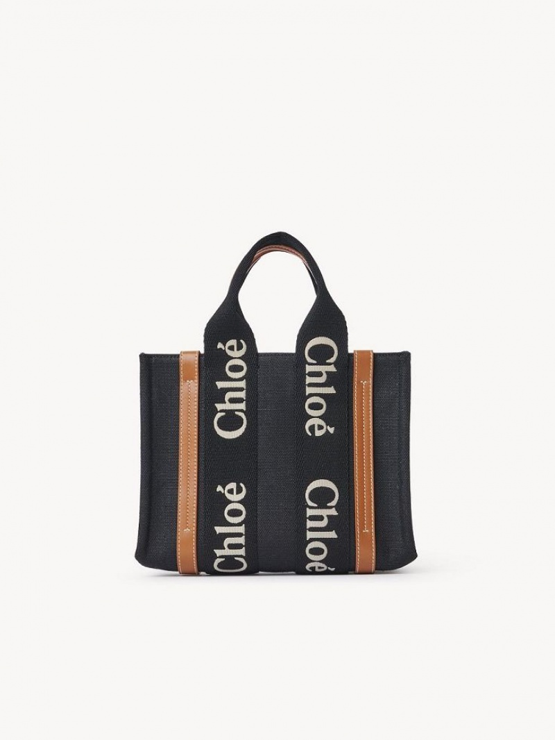 Chloe Small Woody Tote Çanta Siyah Bej Rengi | CHE-SR13386