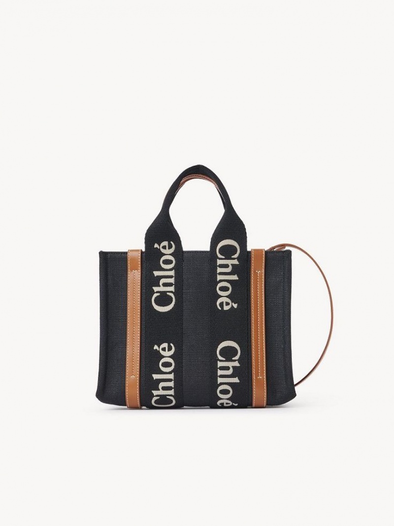 Chloe Small Woody Tote Çanta Siyah Bej Rengi | CHE-SR13386